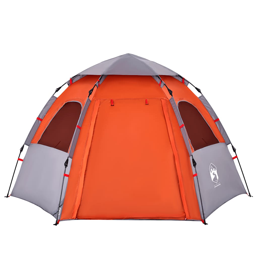 4-personers campingtelt quick-release grå og orange