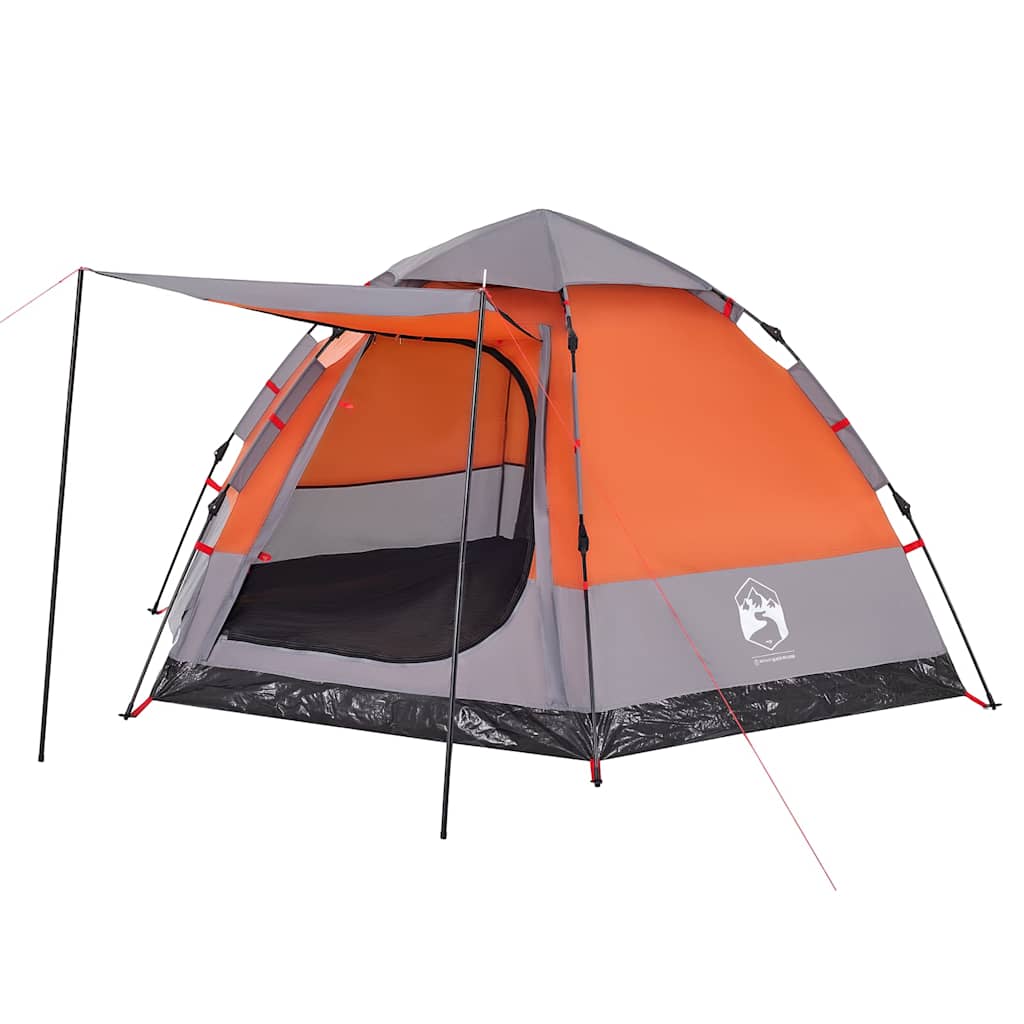 4-personers campingtelt quick-release grå og orange