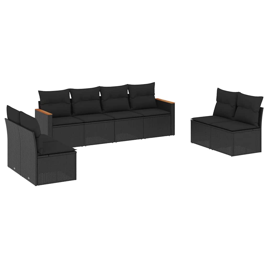 sofasæt til haven 8 dele med hynder polyrattan sort
