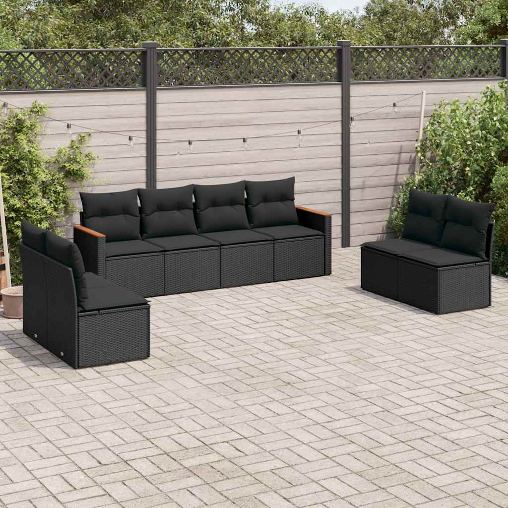 sofasæt til haven 8 dele med hynder polyrattan sort