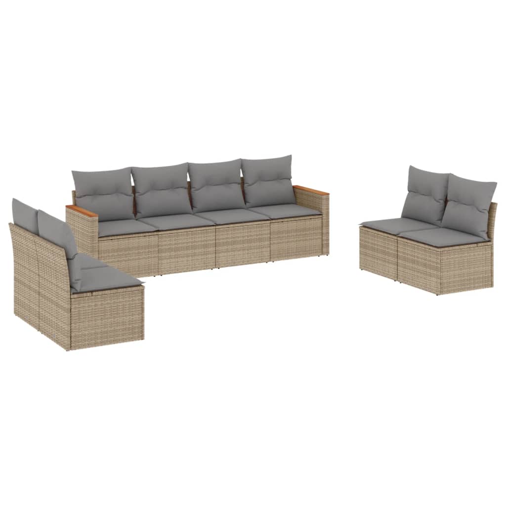 sofasæt til haven 8 dele med hynder polyrattan beige