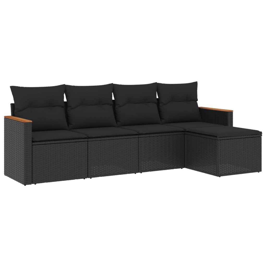 sofasæt til haven 5 dele med hynder polyrattan sort