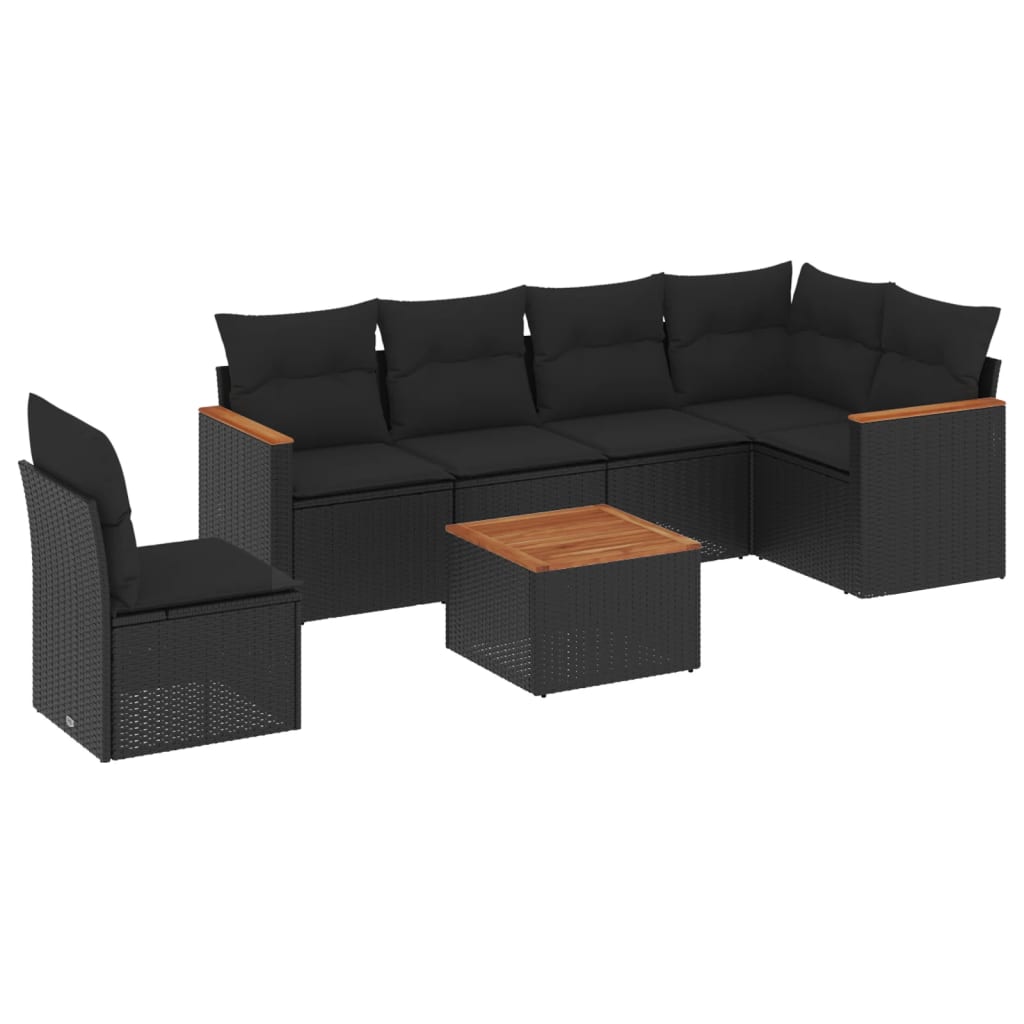 sofasæt til haven 7 dele med hynder polyrattan sort
