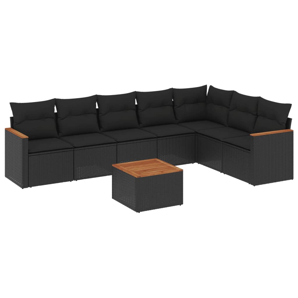 sofasæt til haven 8 dele med hynder polyrattan sort