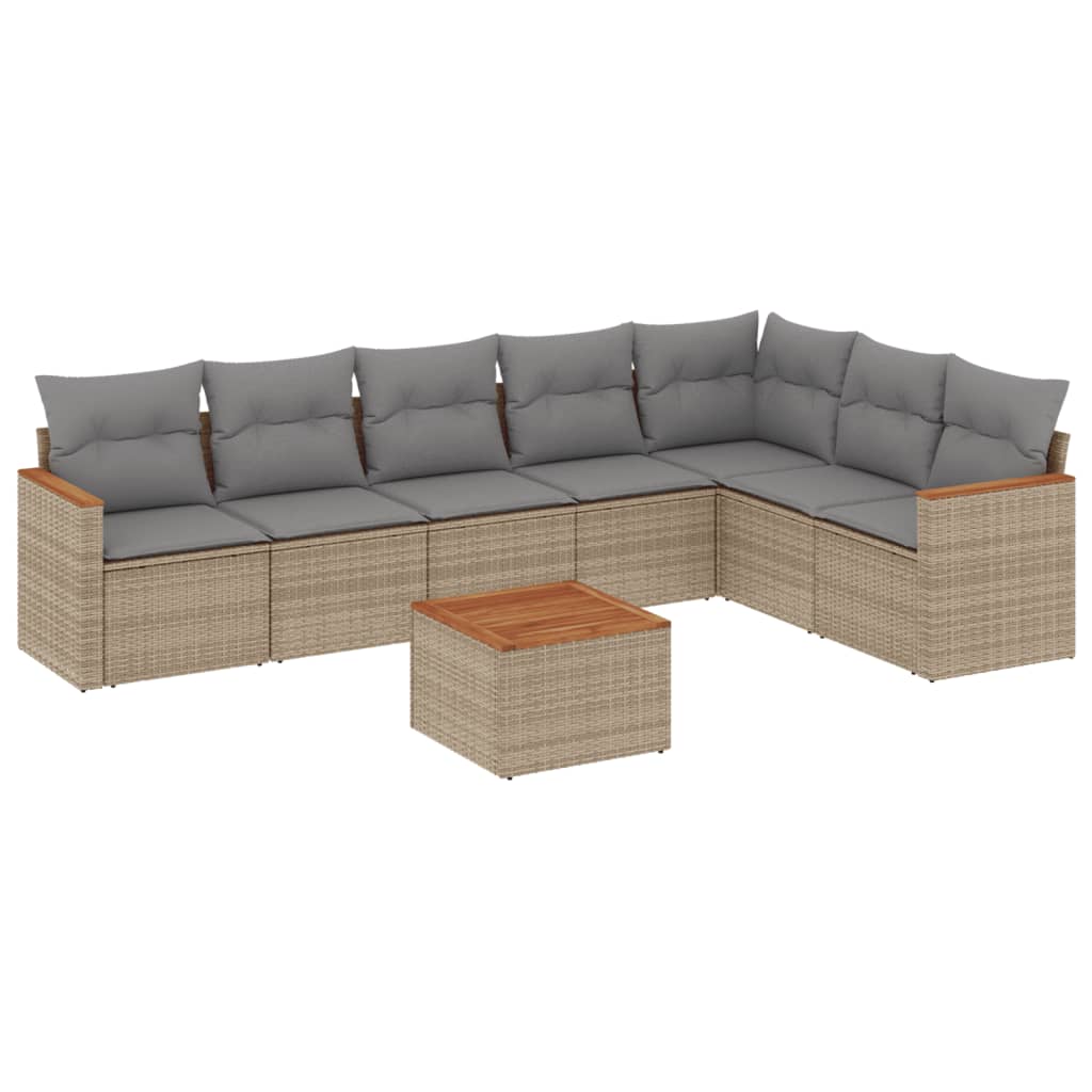 sofasæt til haven 8 dele med hynder polyrattan beige