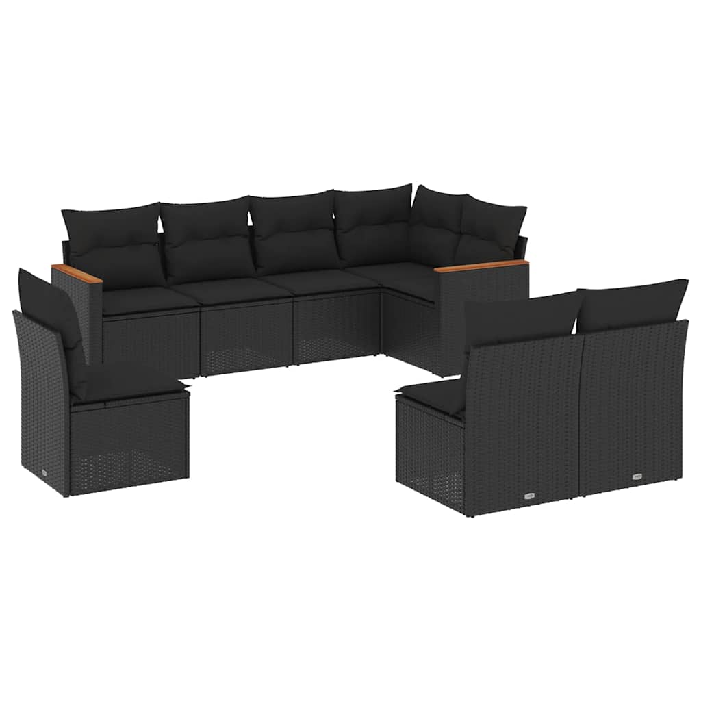 sofasæt til haven 8 dele med hynder polyrattan sort