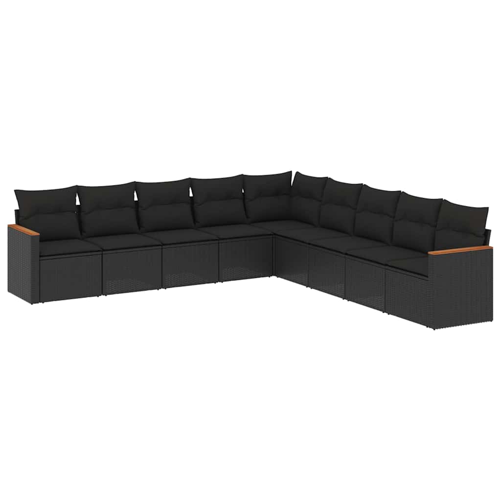 sofasæt til haven 9 dele med hynder polyrattan sort