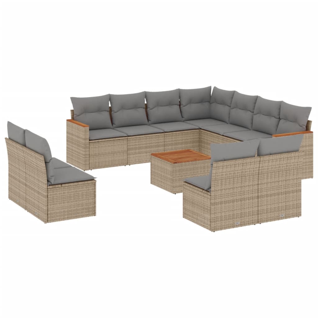 sofasæt til haven 12 dele med hynder polyrattan beige