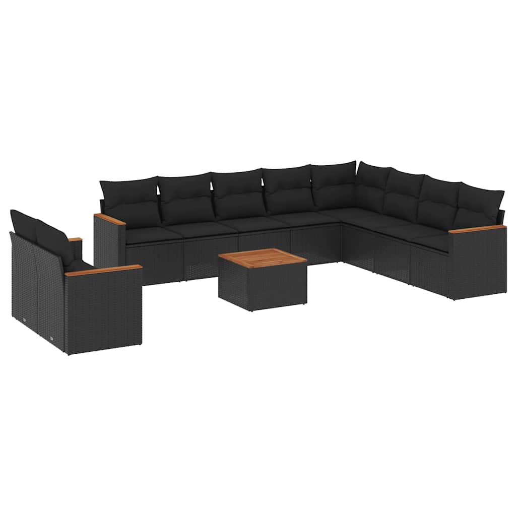 sofasæt til haven 11 dele med hynder polyrattan sort