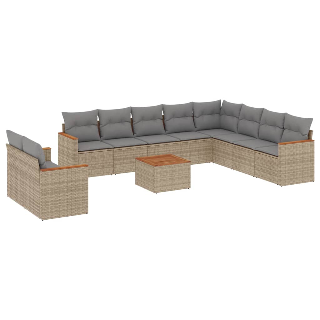 sofasæt til haven 11 dele med hynder polyrattan beige