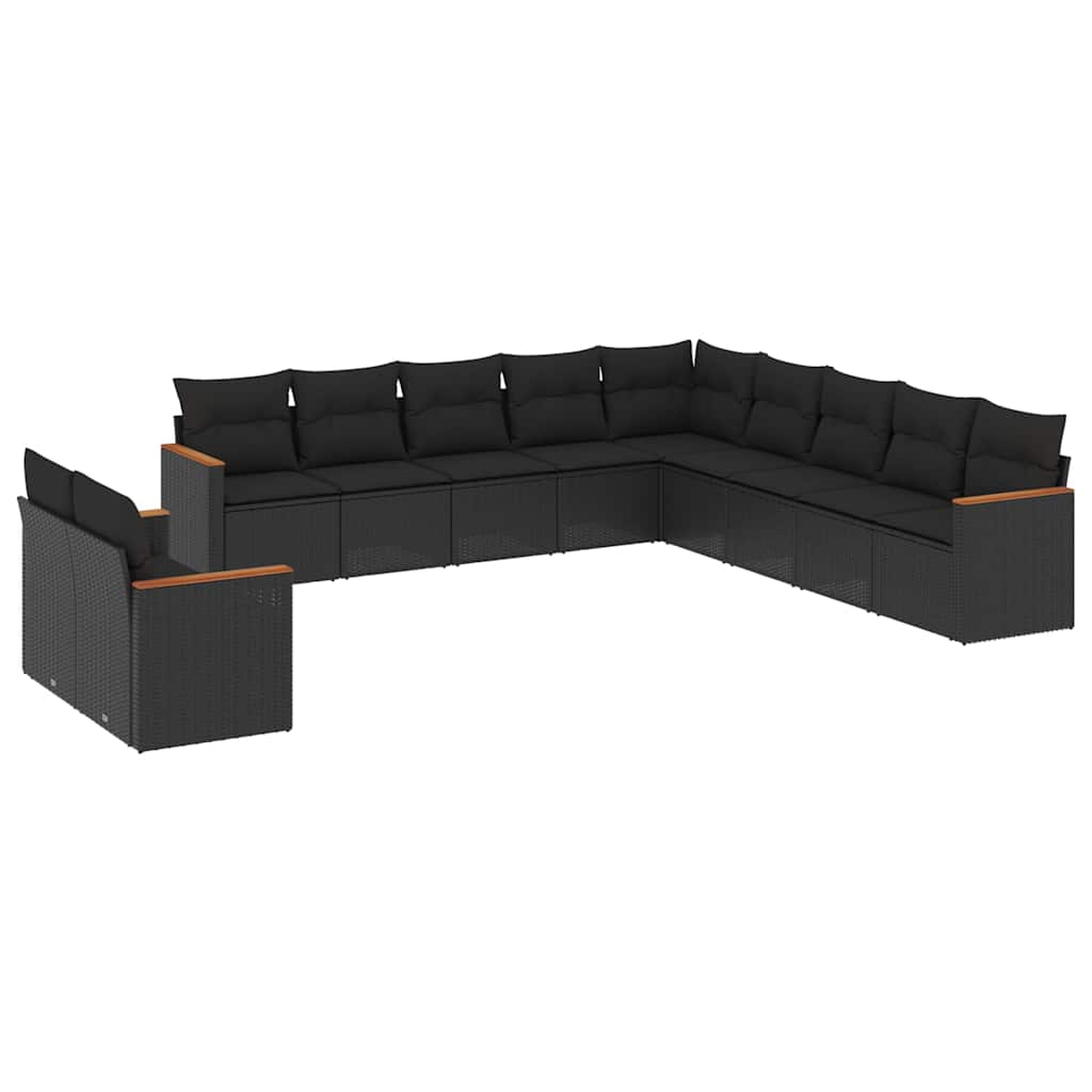 sofasæt til haven 11 dele med hynder polyrattan sort