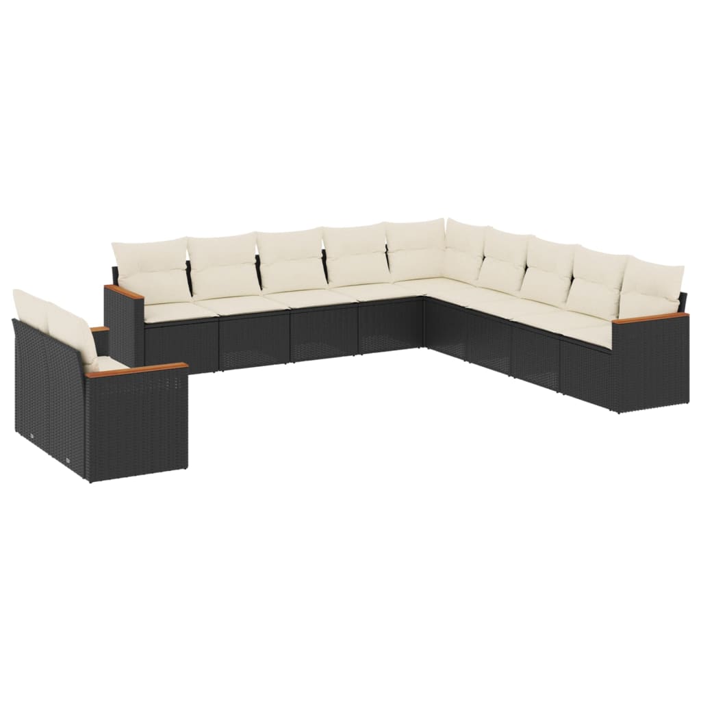 sofasæt til haven 11 dele med hynder polyrattan sort