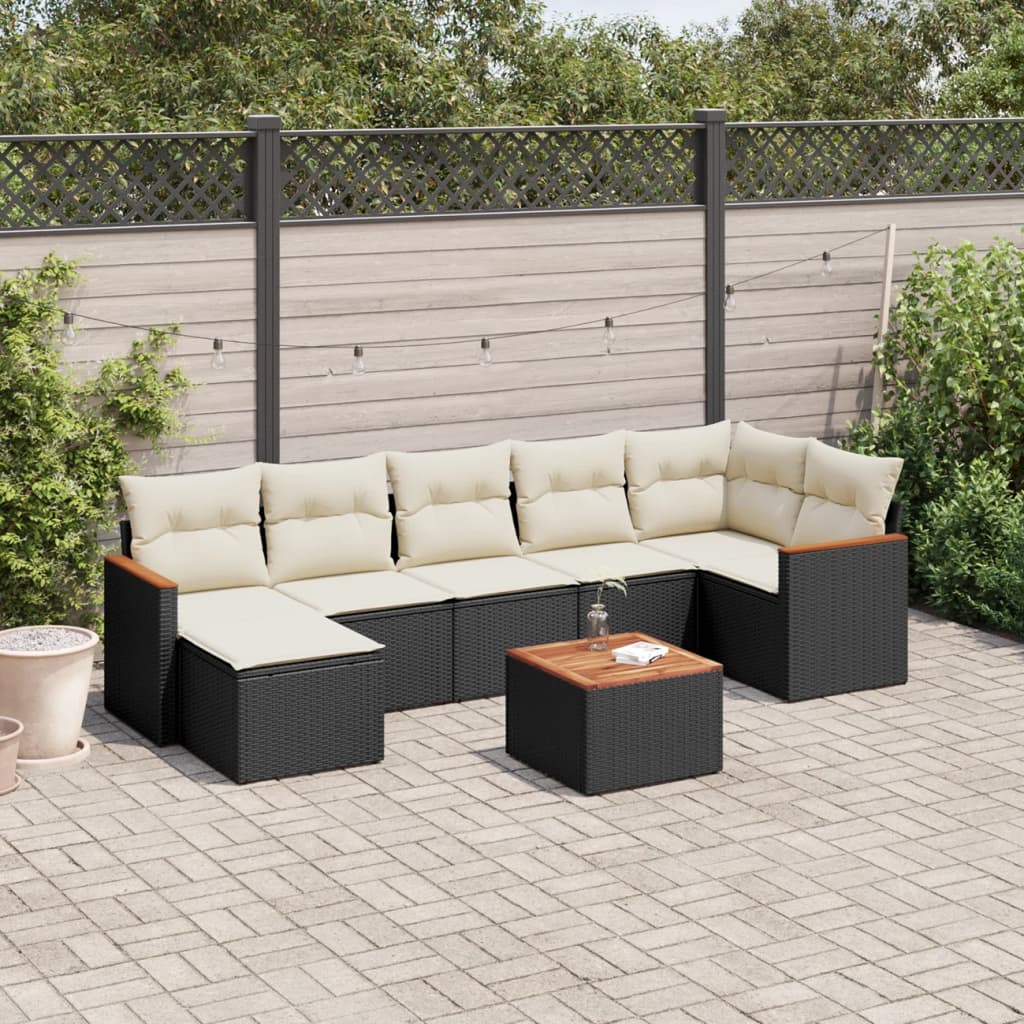 sofasæt til haven 8 dele med hynder polyrattan sort