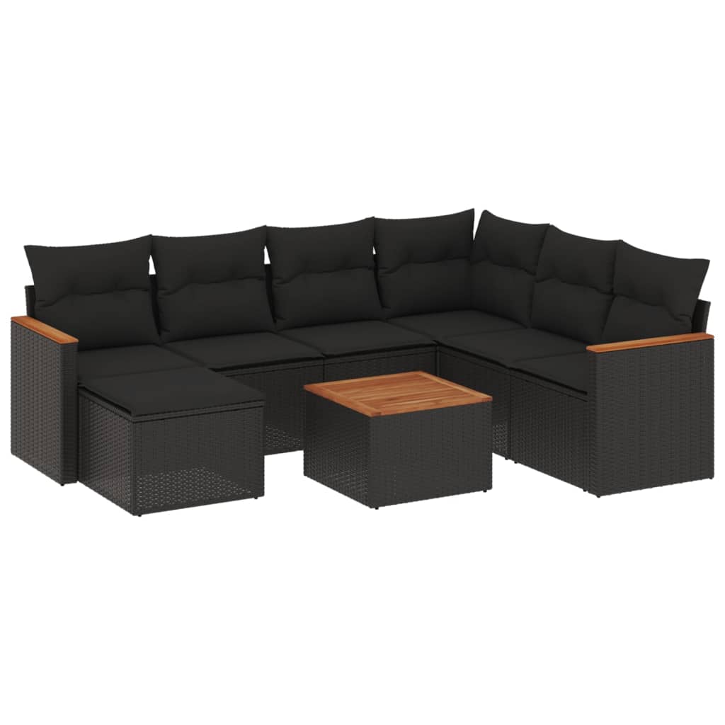 sofasæt til haven 8 dele med hynder polyrattan sort