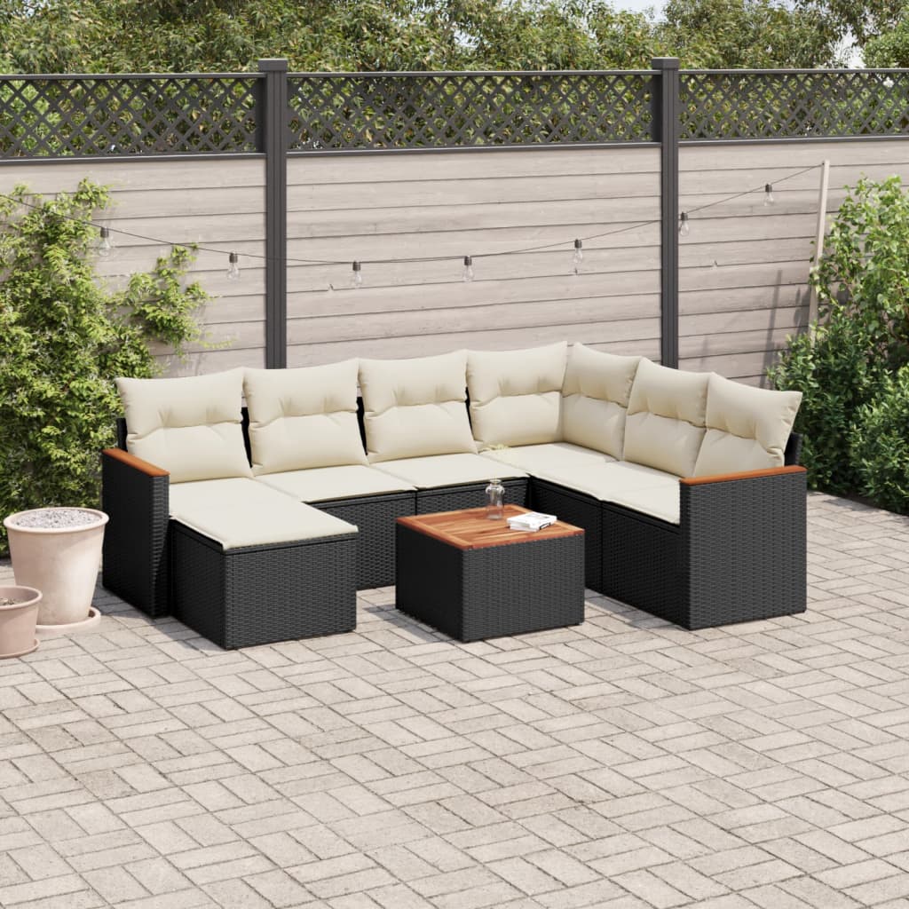 sofasæt til haven 8 dele med hynder polyrattan sort