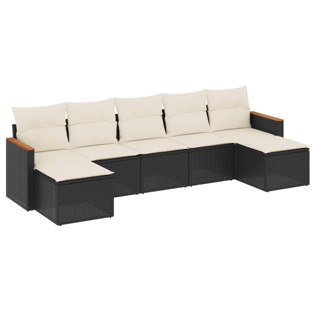 sofasæt til haven 7 dele med hynder polyrattan sort
