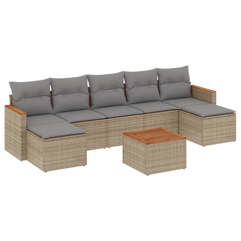 sofasæt til haven 8 dele med hynder polyrattan beige