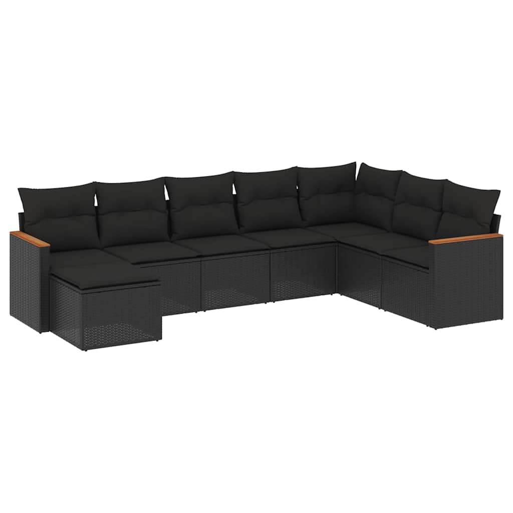 sofasæt til haven 8 dele med hynder polyrattan sort