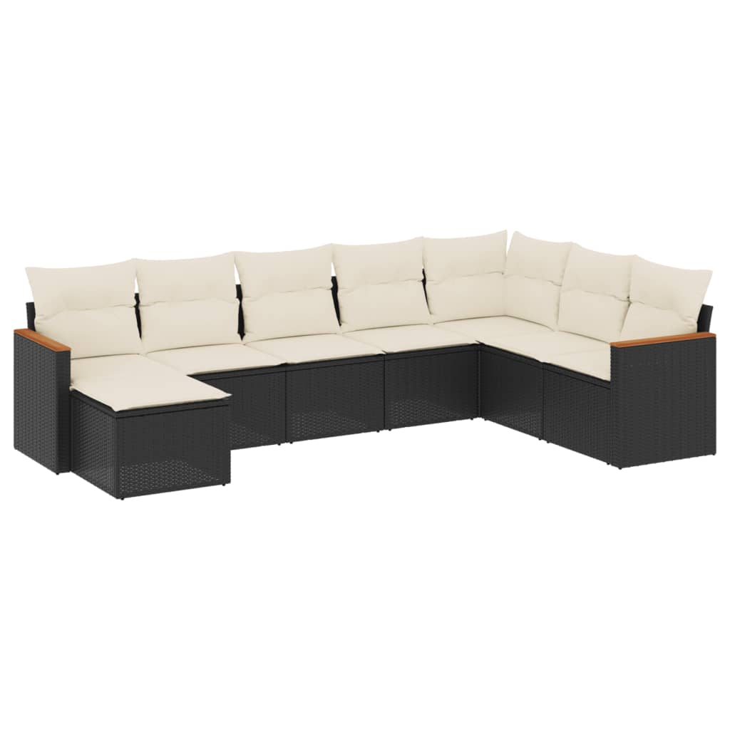 sofasæt til haven 8 dele med hynder polyrattan sort