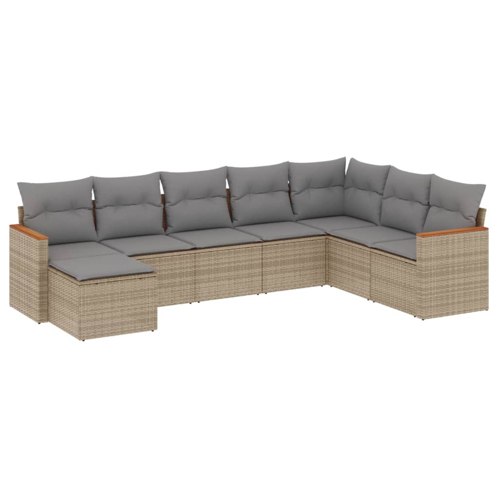 sofasæt til haven 8 dele med hynder polyrattan beige