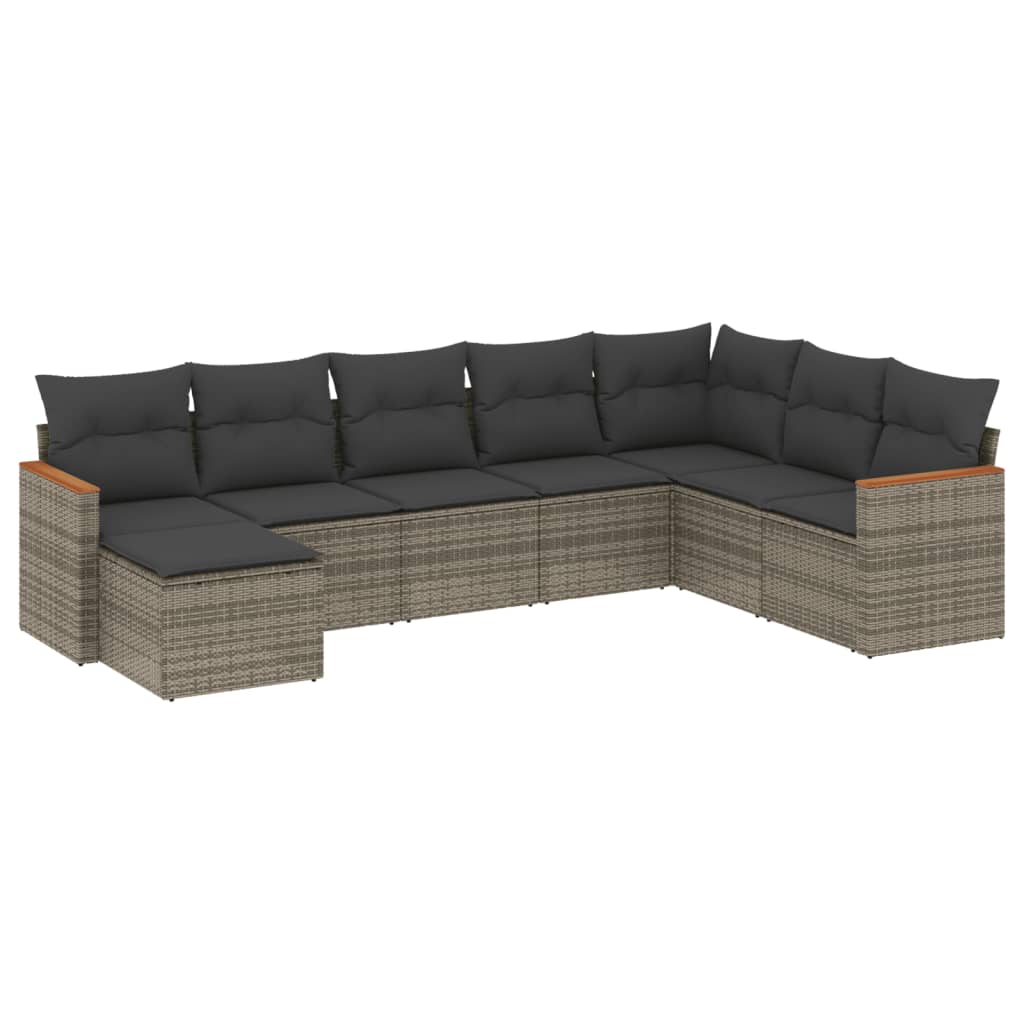 sofasæt til haven 8 dele med hynder polyrattan grå
