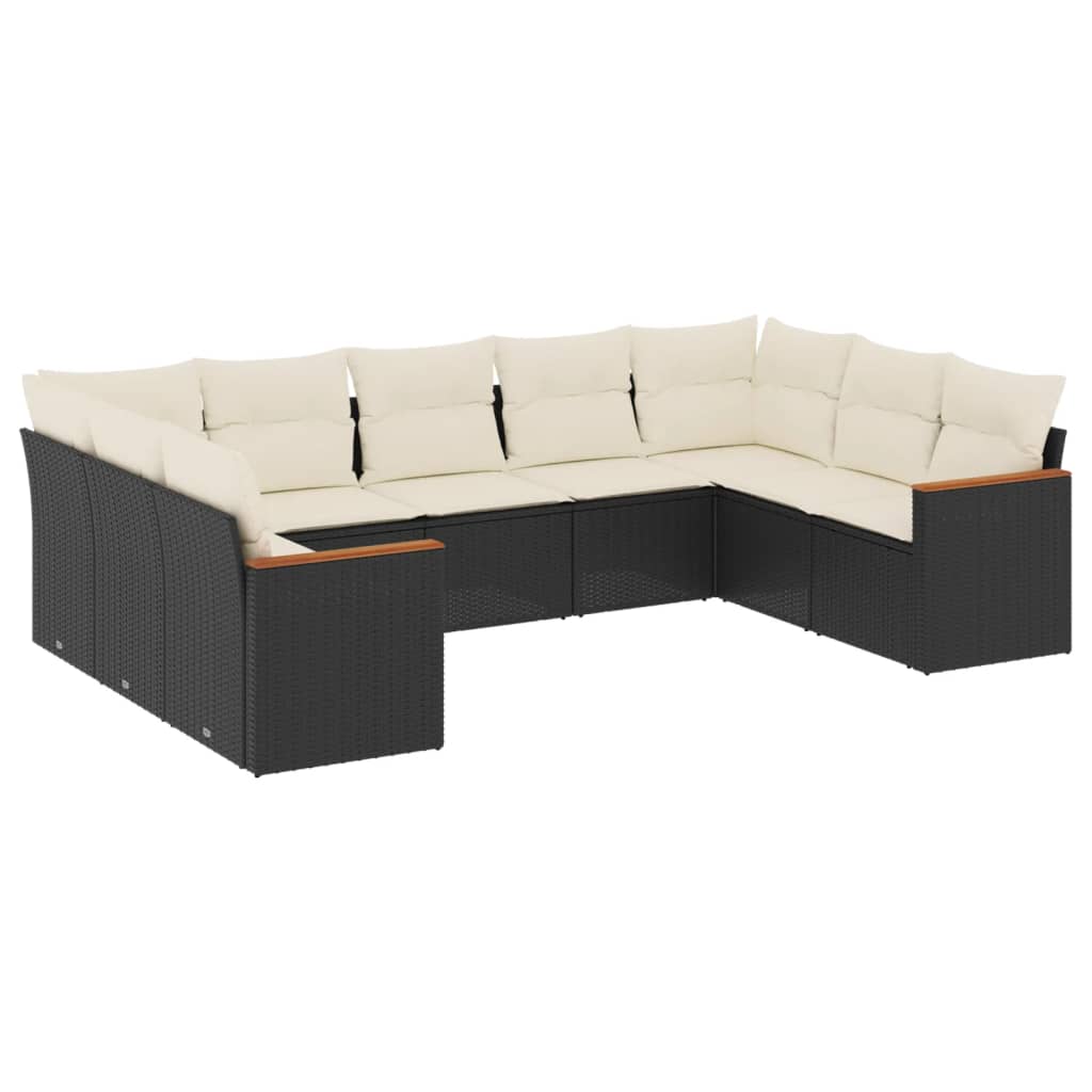sofasæt til haven 9 dele med hynder polyrattan sort