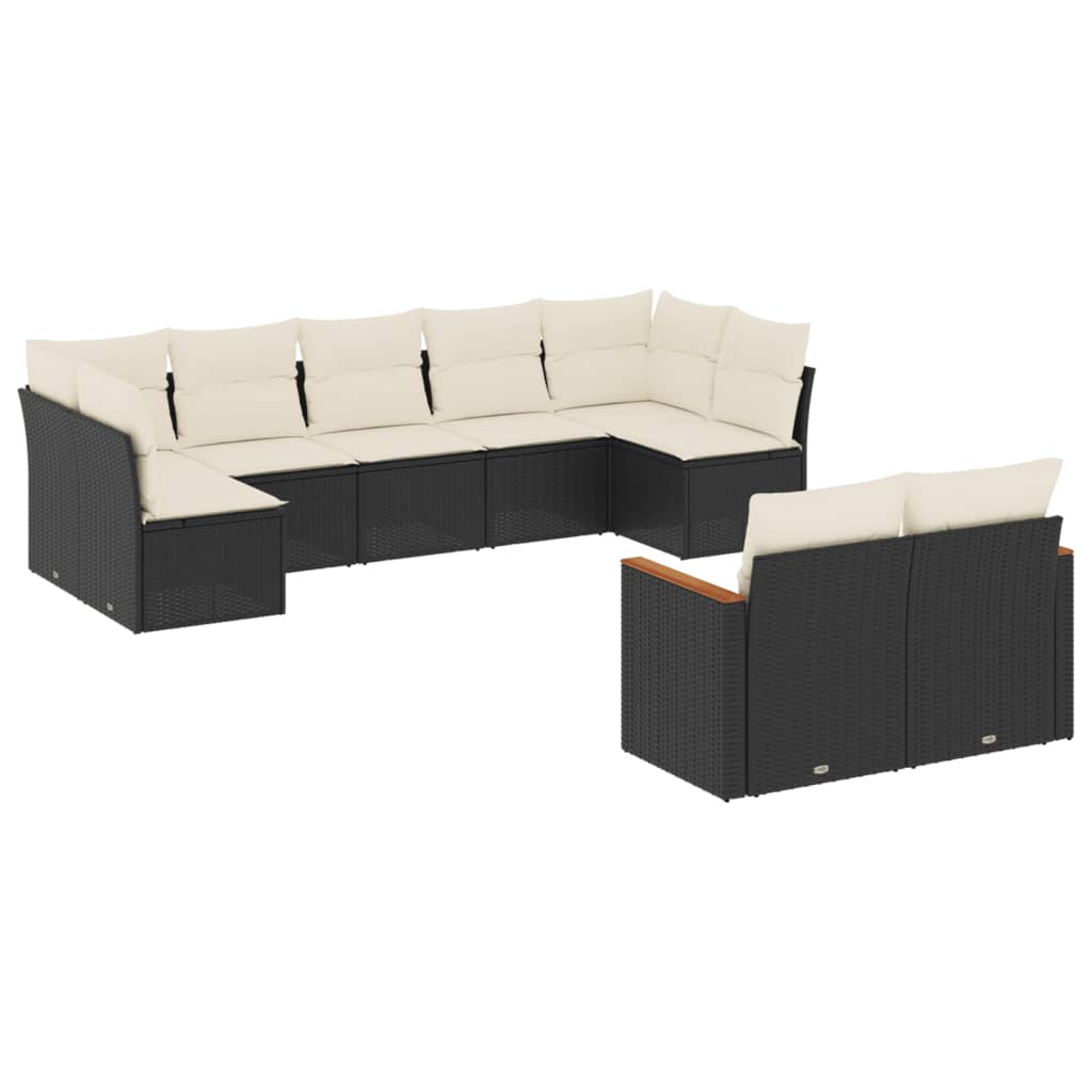 sofasæt til haven 9 dele med hynder polyrattan sort