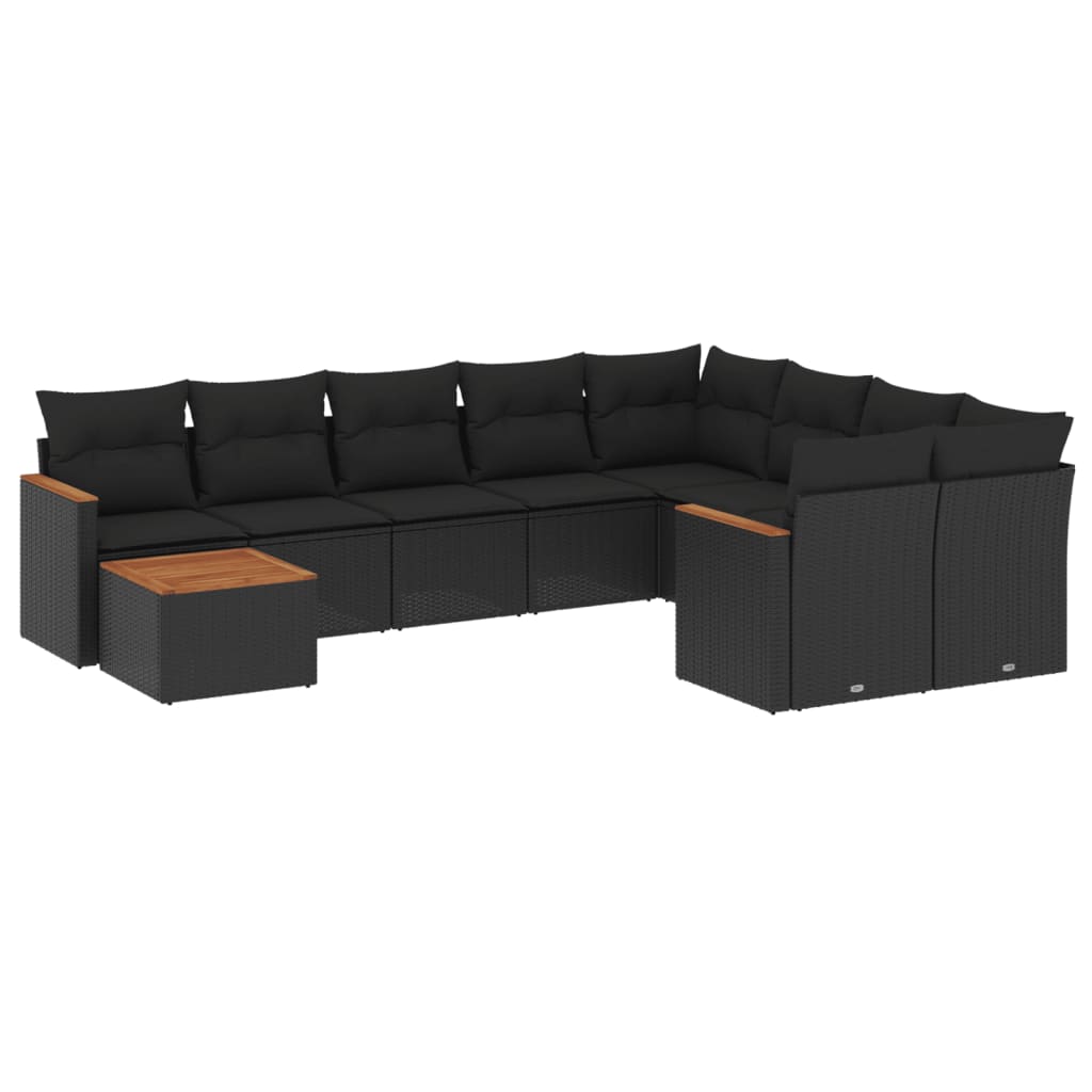 sofasæt til haven 10 dele med hynder polyrattan sort