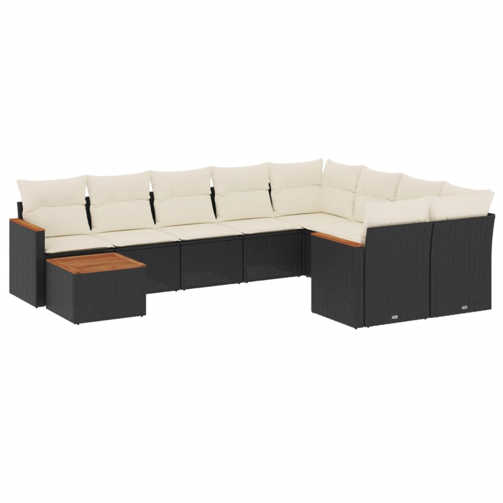 sofasæt til haven 10 dele med hynder polyrattan sort