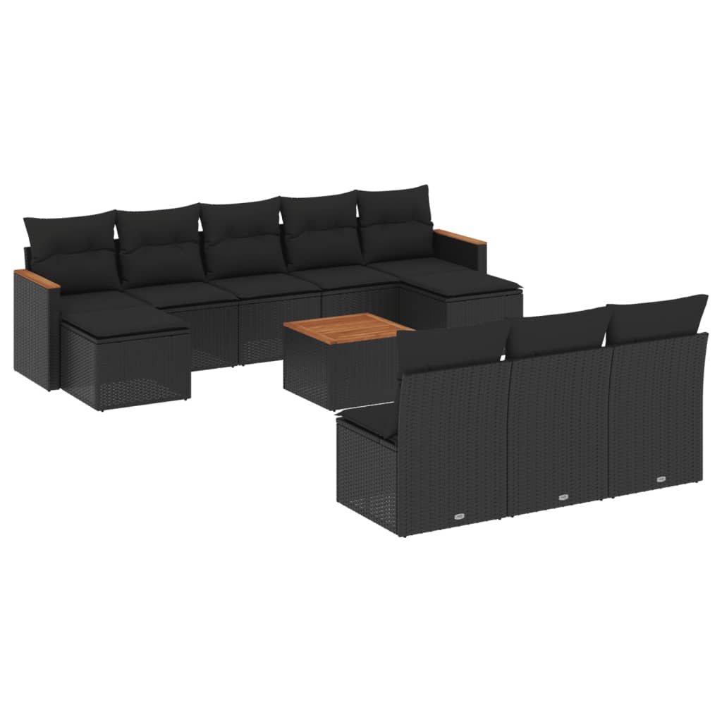 sofasæt til haven 11 dele med hynder polyrattan sort
