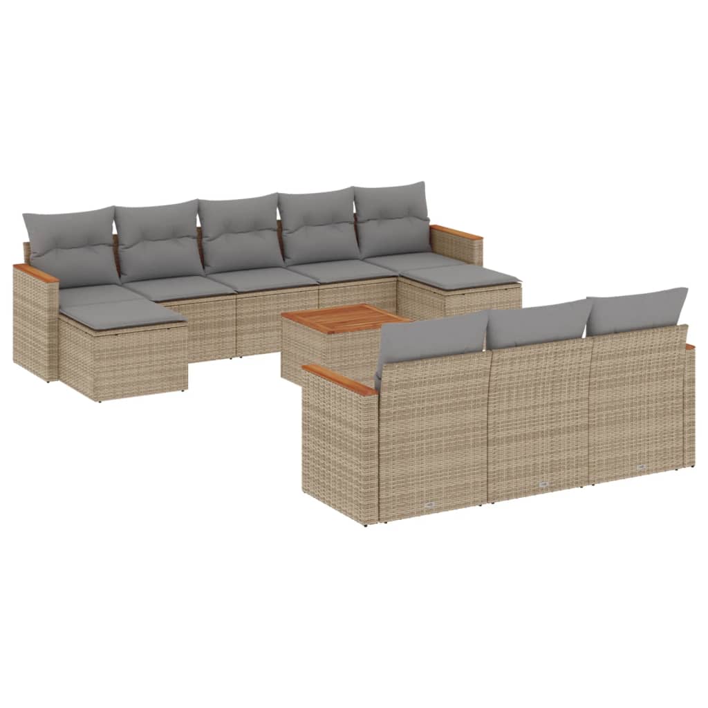 sofasæt til haven 11 dele med hynder polyrattan beige
