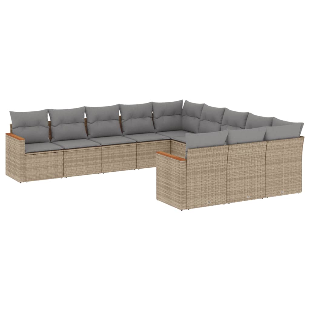 sofasæt til haven 11 dele med hynder polyrattan beige