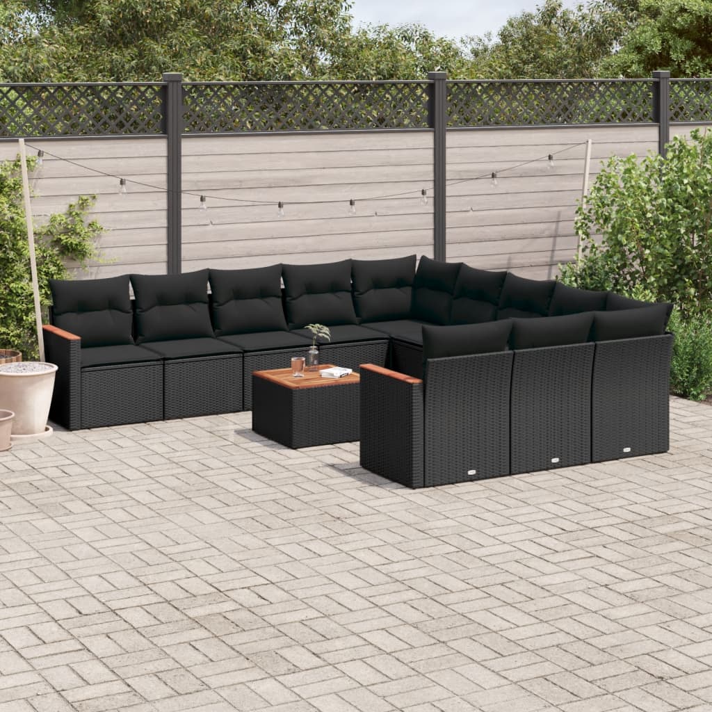 sofasæt til haven 12 dele med hynder polyrattan sort