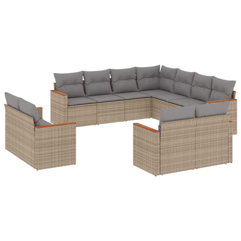 sofasæt til haven 11 dele med hynder polyrattan beige
