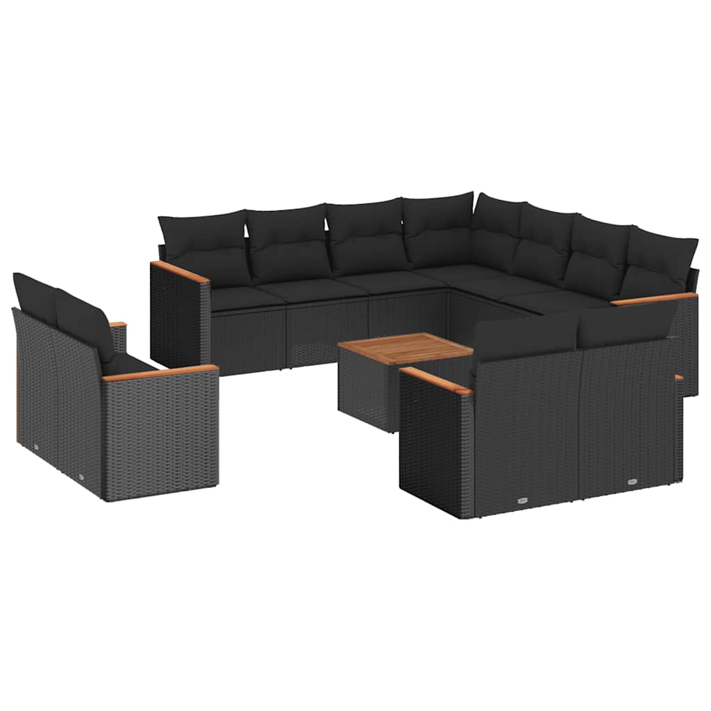 sofasæt til haven 12 dele med hynder polyrattan sort