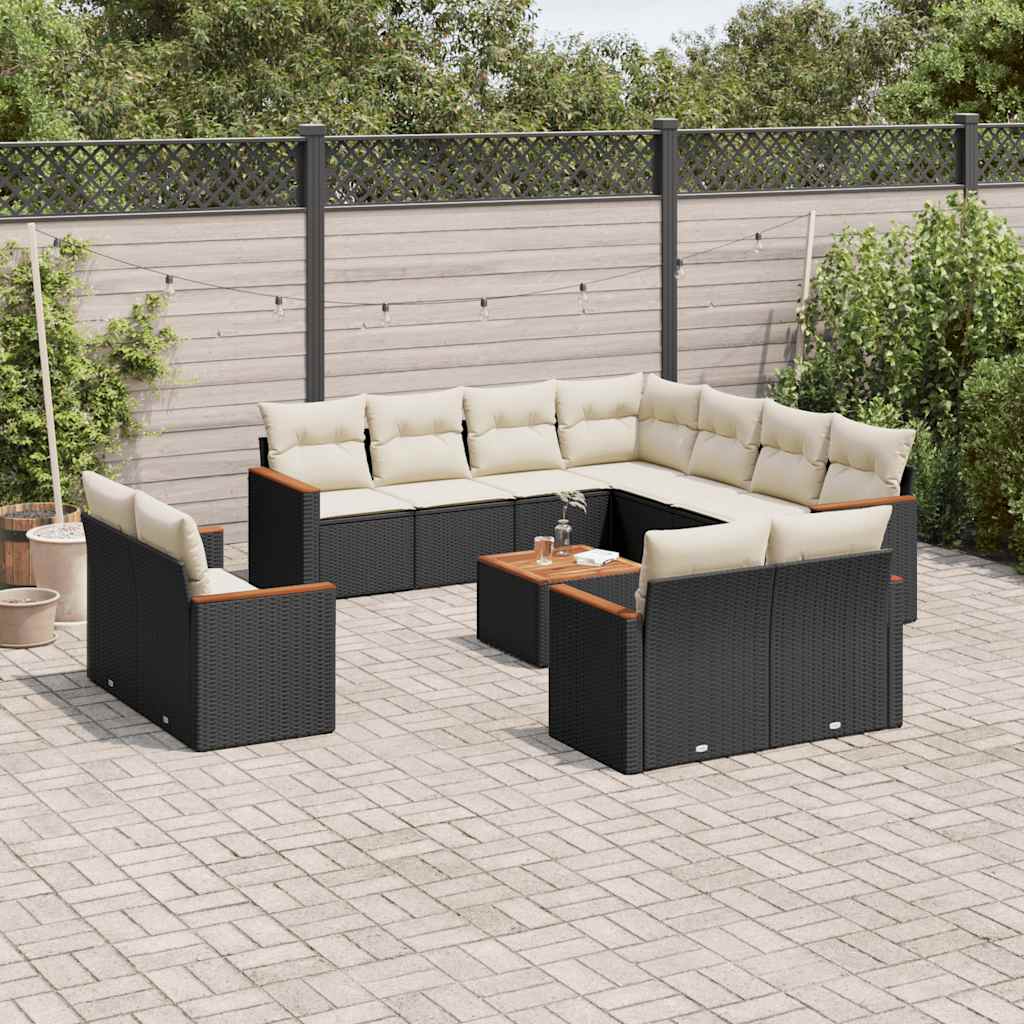 sofasæt til haven 12 dele med hynder polyrattan sort