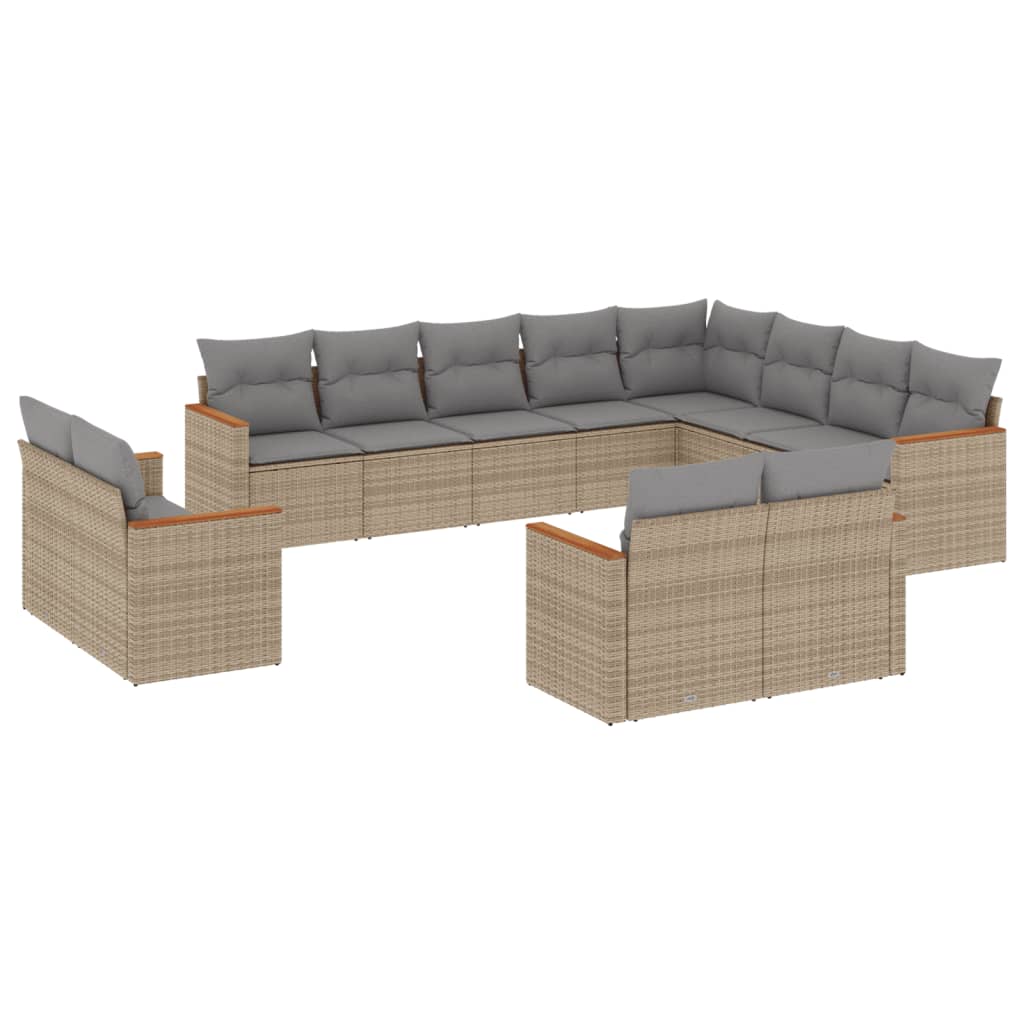 sofasæt til haven 12 dele med hynder polyrattan beige