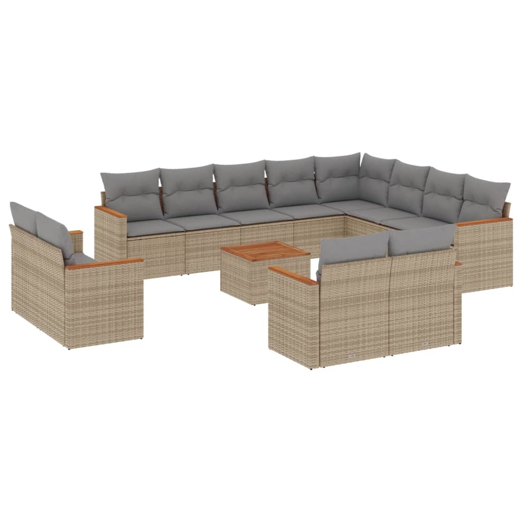 sofasæt til haven 13 dele med hynder polyrattan beige