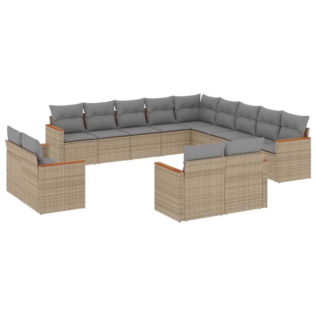 sofasæt til haven 13 dele med hynder polyrattan beige