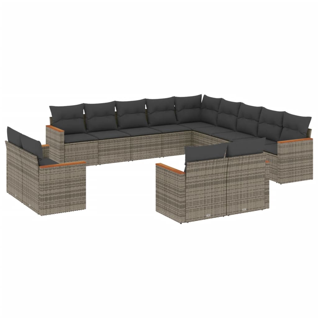 sofasæt til haven 13 dele med hynder polyrattan grå