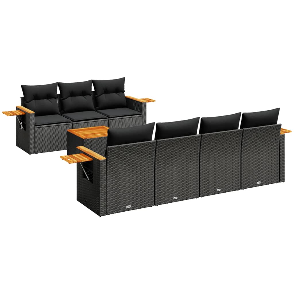 sofasæt til haven 8 dele med hynder polyrattan sort