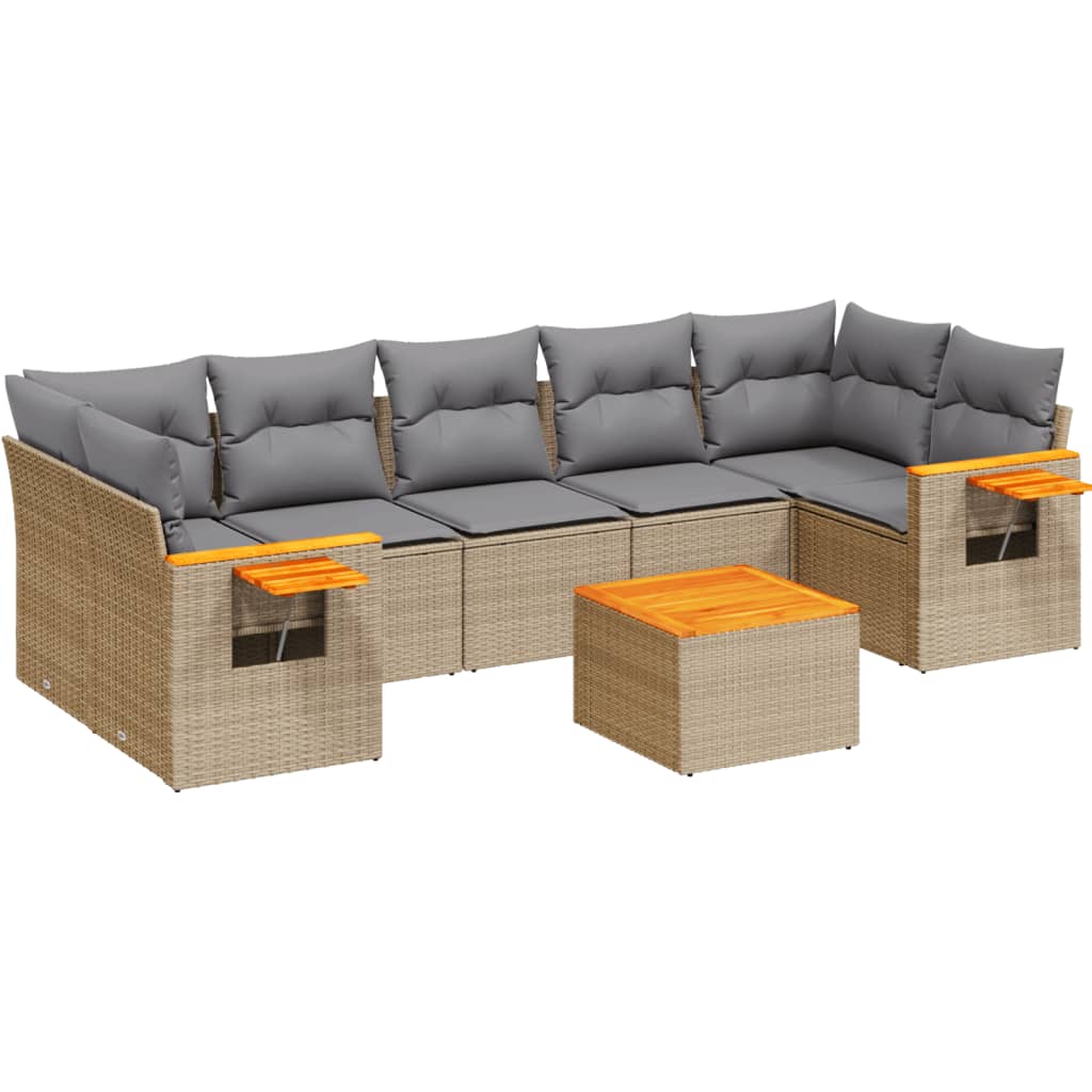 sofasæt til haven 8 dele med hynder polyrattan beige