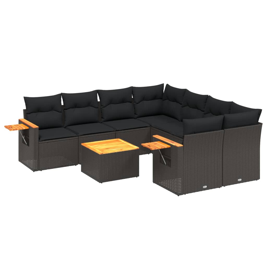 sofasæt til haven 9 dele med hynder polyrattan sort