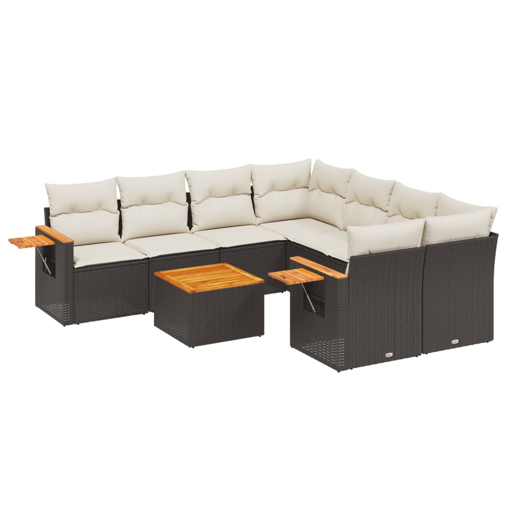 sofasæt til haven 9 dele med hynder polyrattan sort