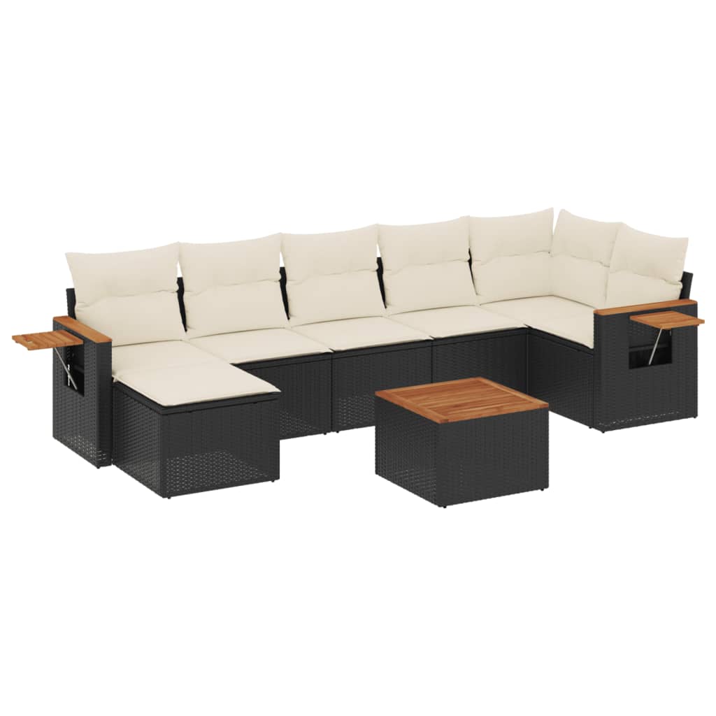 sofasæt til haven 8 dele med hynder polyrattan sort