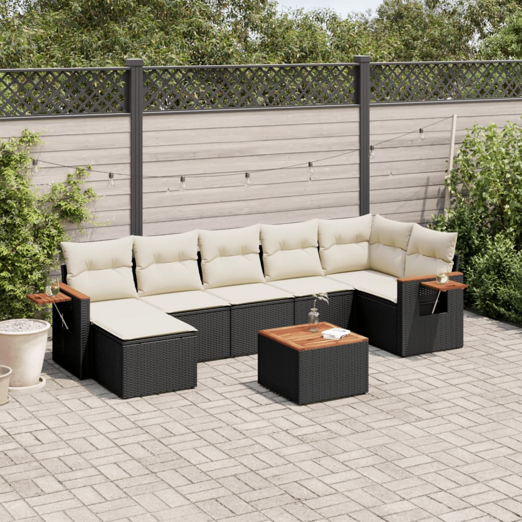 sofasæt til haven 8 dele med hynder polyrattan sort