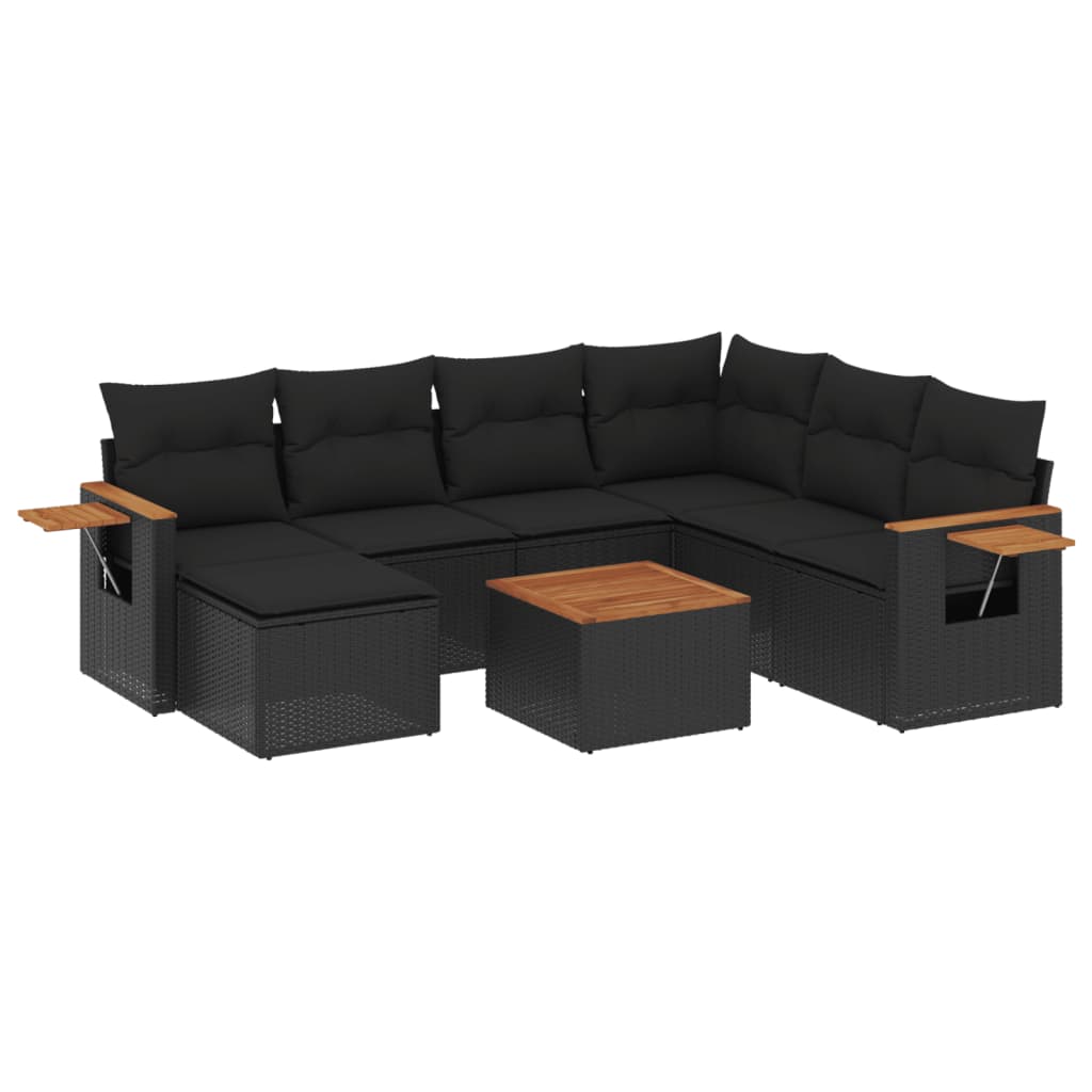 sofasæt til haven 8 dele med hynder polyrattan sort