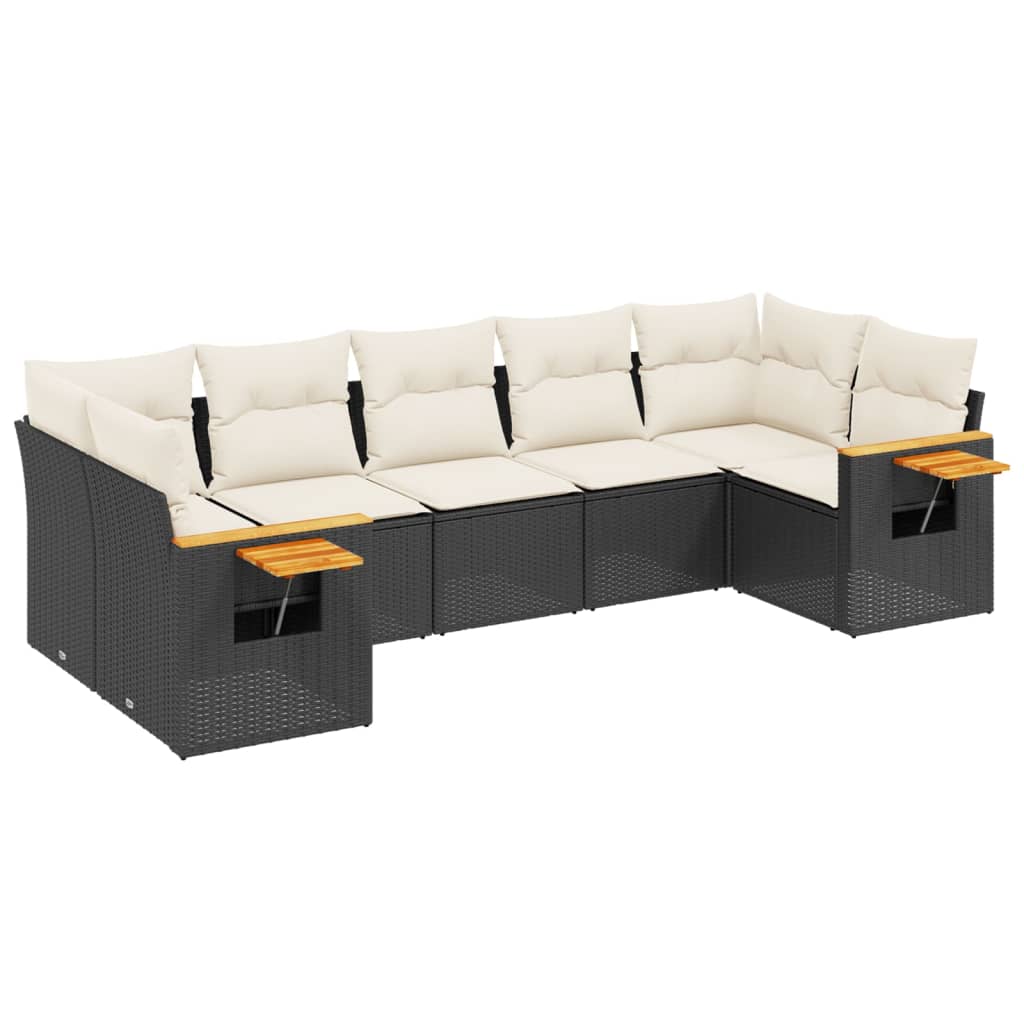 sofasæt til haven 7 dele med hynder polyrattan sort