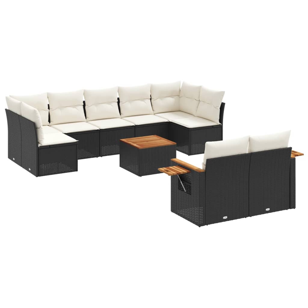 sofasæt til haven 10 dele med hynder polyrattan sort