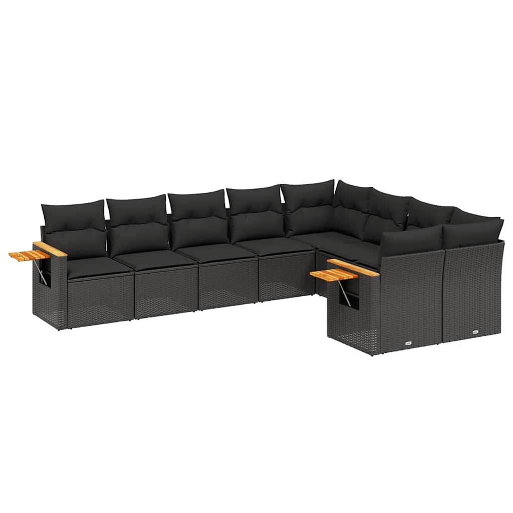 sofasæt til haven 9 dele med hynder polyrattan sort